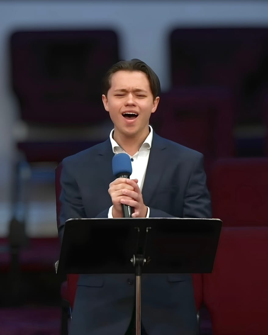 A worship leader singing during Sunday morning service at Morning Star Christian Church in Boise
